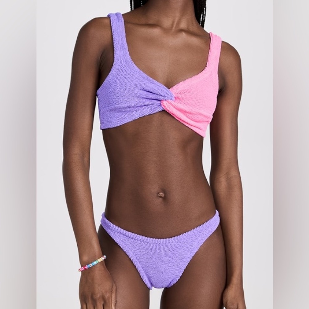 Hunza G Bikini Set Duo Chelsea Purple Pink Lilac Bubblegum Swimsuit One Size